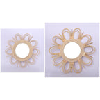 Rattan mirror with double layered petal loops