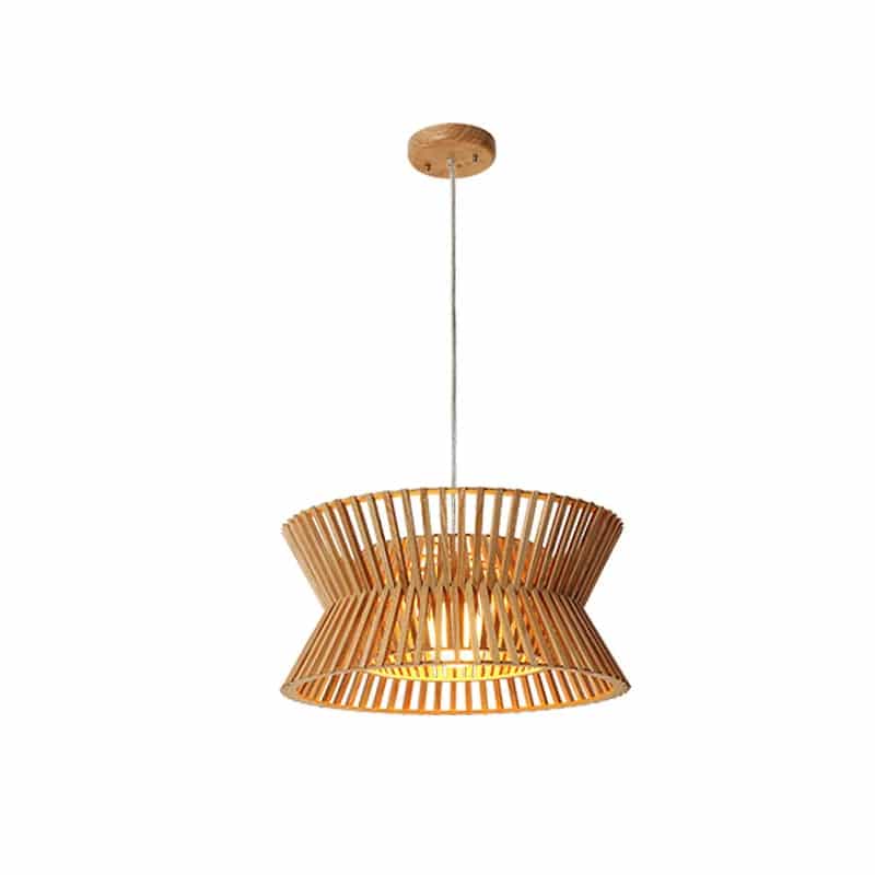 Elegant curved golden brown wood pendant light