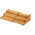 Expandable three tier bamboo spice rack for a cupboard or counter