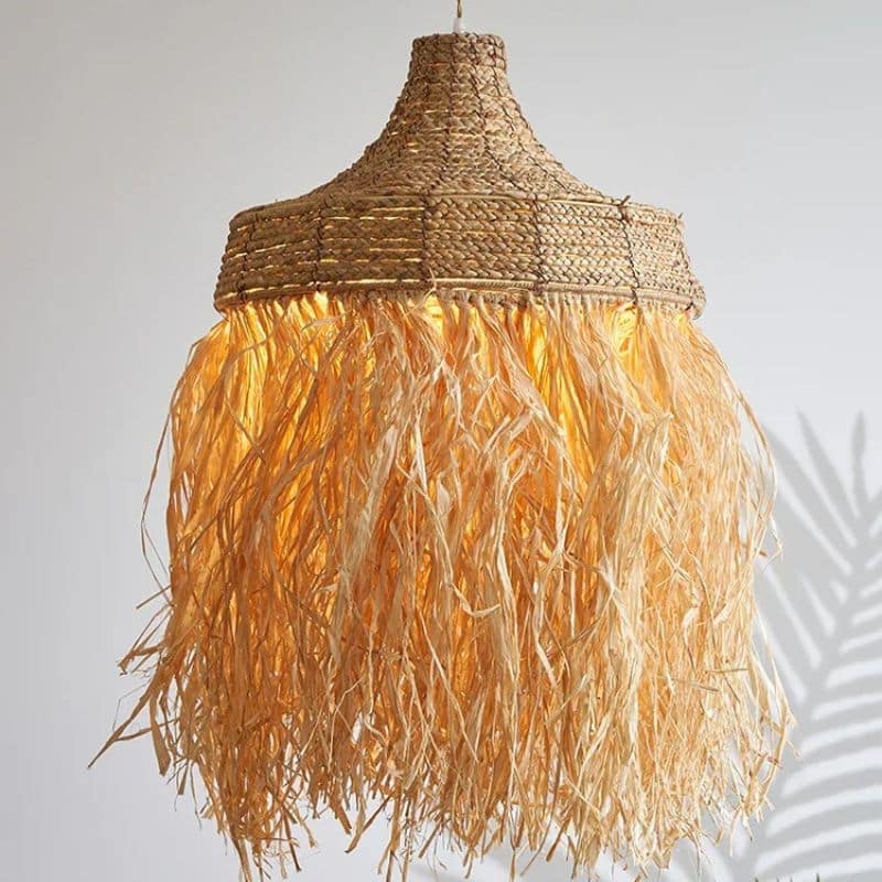 Extra large rounded pendant light hand woven in natural wicker