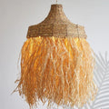 Extra large rounded pendant light hand woven in natural wicker
