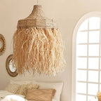 Extra large rounded pendant light hand woven in natural wicker