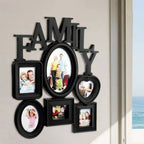 Black family collage frame with six photos and FAMILY lettering