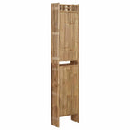 Brown five panel folding room divider with tightly woven bamboo slats