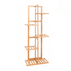 Tall five tier bamboo plant stand shelf in natural beige