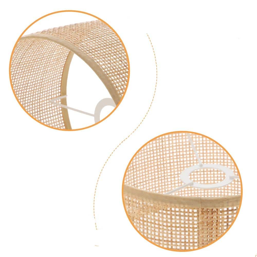 Flared lamp shade hand woven in natural rattan