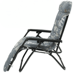 Long foldable gray sun lounger cushion with a delicate floral print