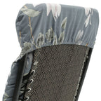 Long foldable gray sun lounger cushion with a delicate floral print