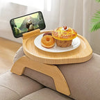 Folding bamboo lap tray with built in phone holder