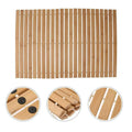 Folding natural bamboo slat bath mat with rubber feet
