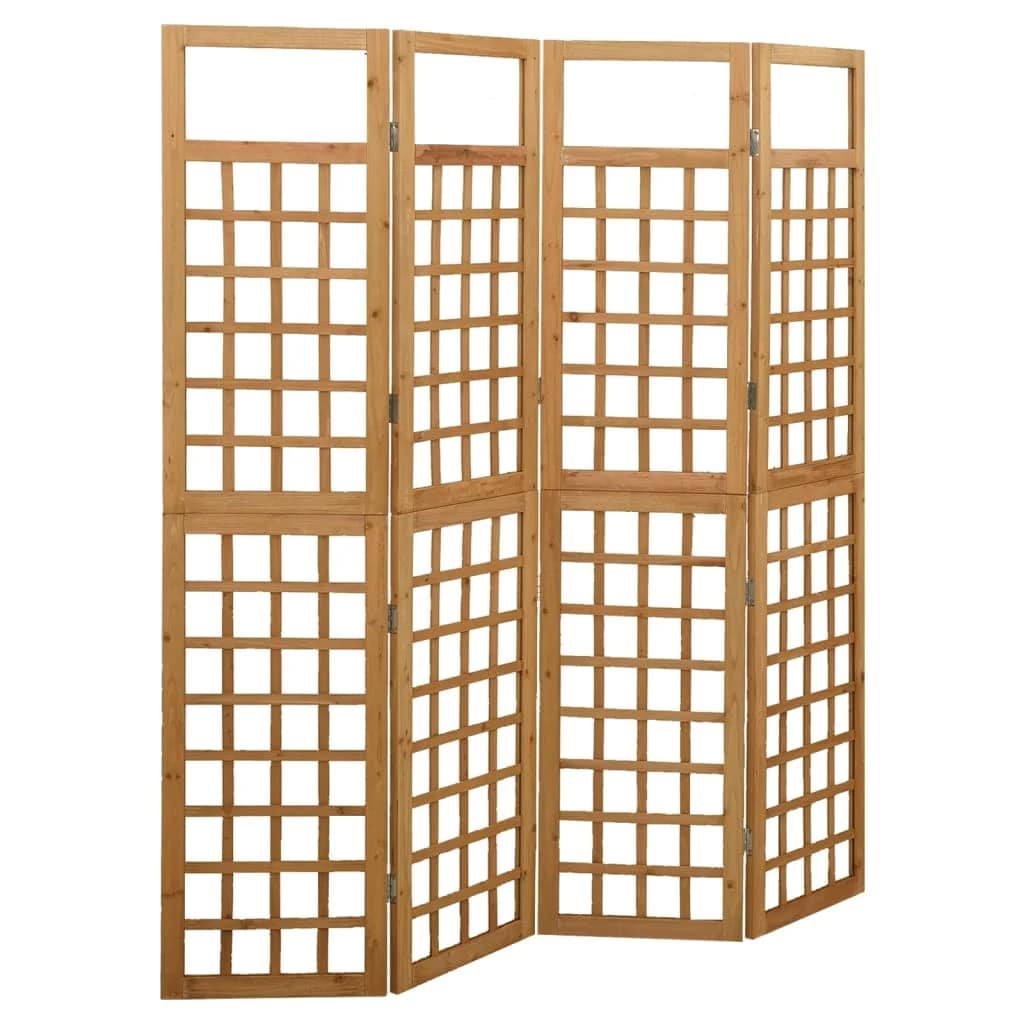 Folding slatted room divider in natural beige solid pine