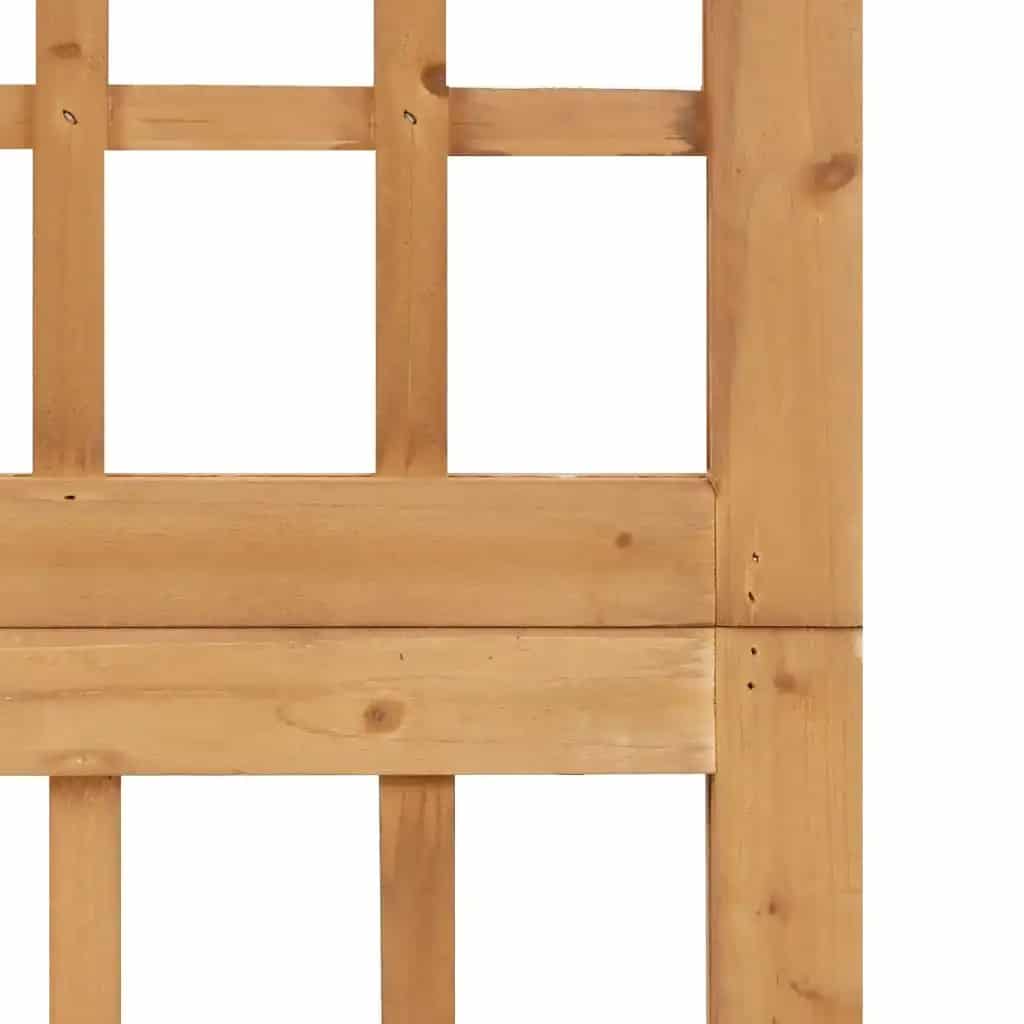 Folding slatted room divider in natural beige solid pine