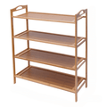 Four tier bamboo shoe rack in warm honey tone