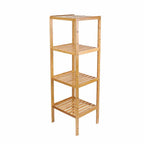 Four tier multipurpose shelf in natural beige bamboo