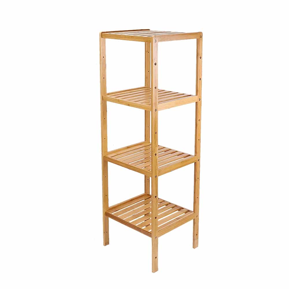 Four tier multipurpose shelf in natural beige bamboo