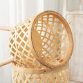 Freestanding hand woven rattan planter for a patio or living room