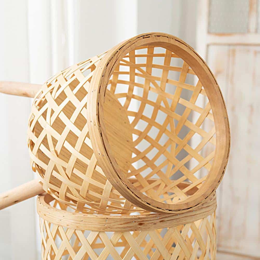 Freestanding hand woven rattan planter for a patio or living room