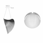 Sculptural futuristic pendant light made of finely cut natural wood slats