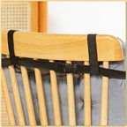 Polyester chair cushion with a woven look geometric line pattern in natural tones