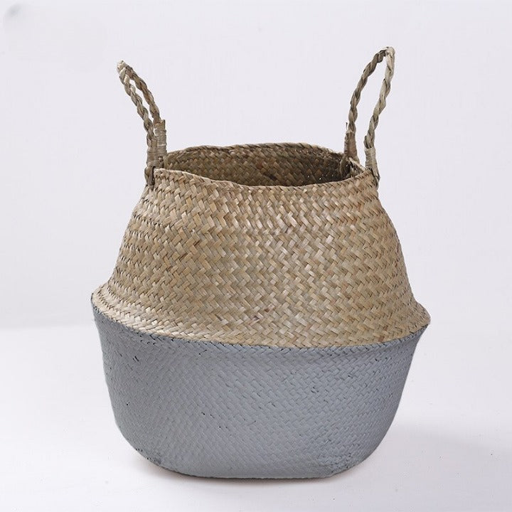 Woven belly basket with a gray dipped base