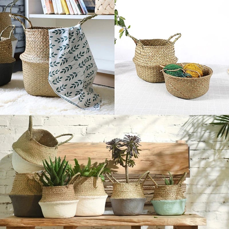 Woven belly basket with a gray dipped base