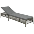 Gray woven PE rattan sun lounger with a cushion and adjustable backrest