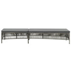 Gray woven PE rattan sun lounger with a cushion and adjustable backrest
