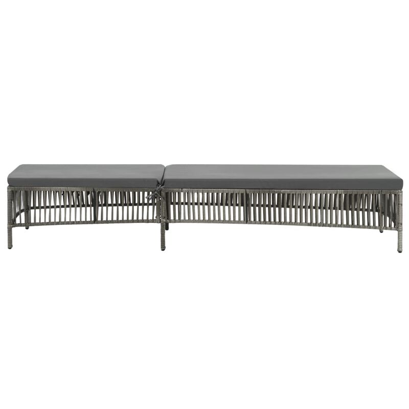 Gray woven PE rattan sun lounger with a cushion and adjustable backrest