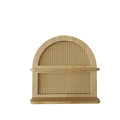Square wall shelf with hand woven rattan on a solid wood frame