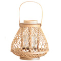 Hand woven rattan and bamboo candle lantern with a woven handle