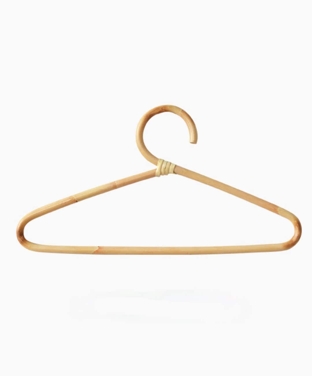 Clothes hanger wrapped in tightly hand woven natural rattan