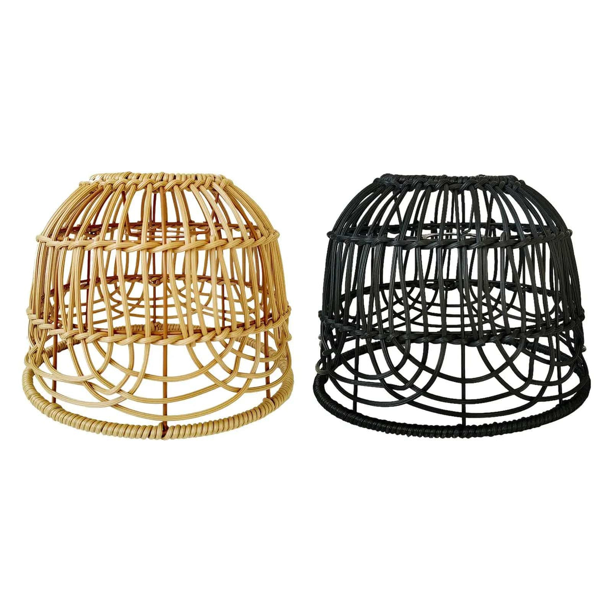 Hand woven rattan lamp shade in beige or black