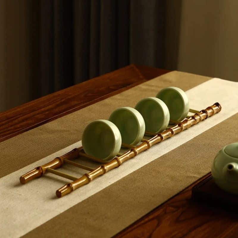 Small handmade bamboo ladder rack for hanging mugs