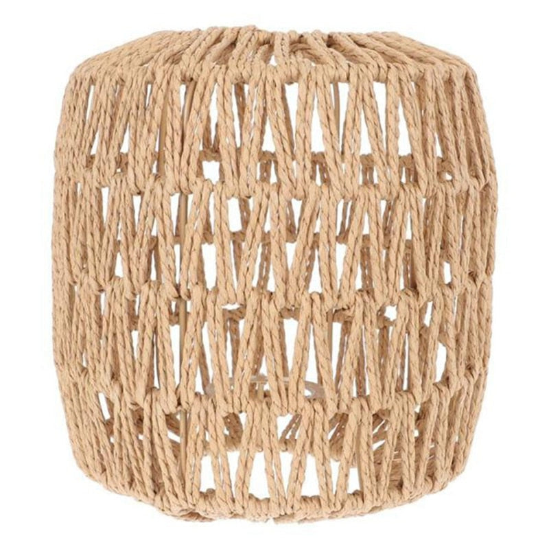 Handmade natural rattan lamp shade with a regular open weave