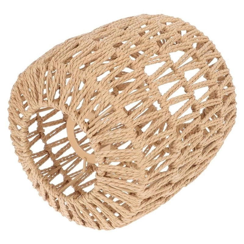 Handmade natural rattan lamp shade with a regular open weave