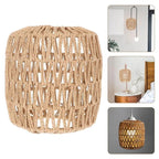 Handmade natural rattan lamp shade with a regular open weave