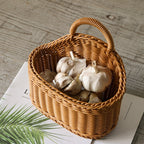 Half round wicker wall basket with top handle