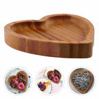 Heart shaped bamboo serving plate with a raised rim
