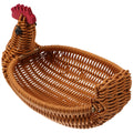 Hen shaped wicker look basket with red comb
