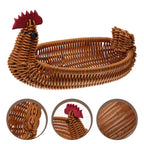 Hen shaped wicker look basket with red comb