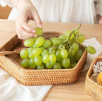Hexagonal woven rattan tray holding apples