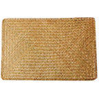 Rectangular placemat of flat woven natural bamboo slats in a Japanese style