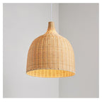 Japanese style openwork pendant light hand woven in natural rattan and bamboo