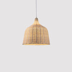 Japanese style openwork pendant light hand woven in natural rattan and bamboo