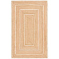 Rectangular jute rug with thin white border lines