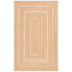 Rectangular jute rug with thin white border lines