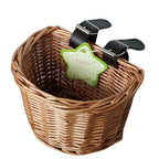 Small wicker kids bike basket with black straps