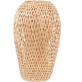 Tall lantern shaped lamp shade hand woven in natural rattan