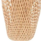 Tall lantern shaped lamp shade hand woven in natural rattan