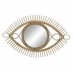Large eye shaped rattan mirror with rays